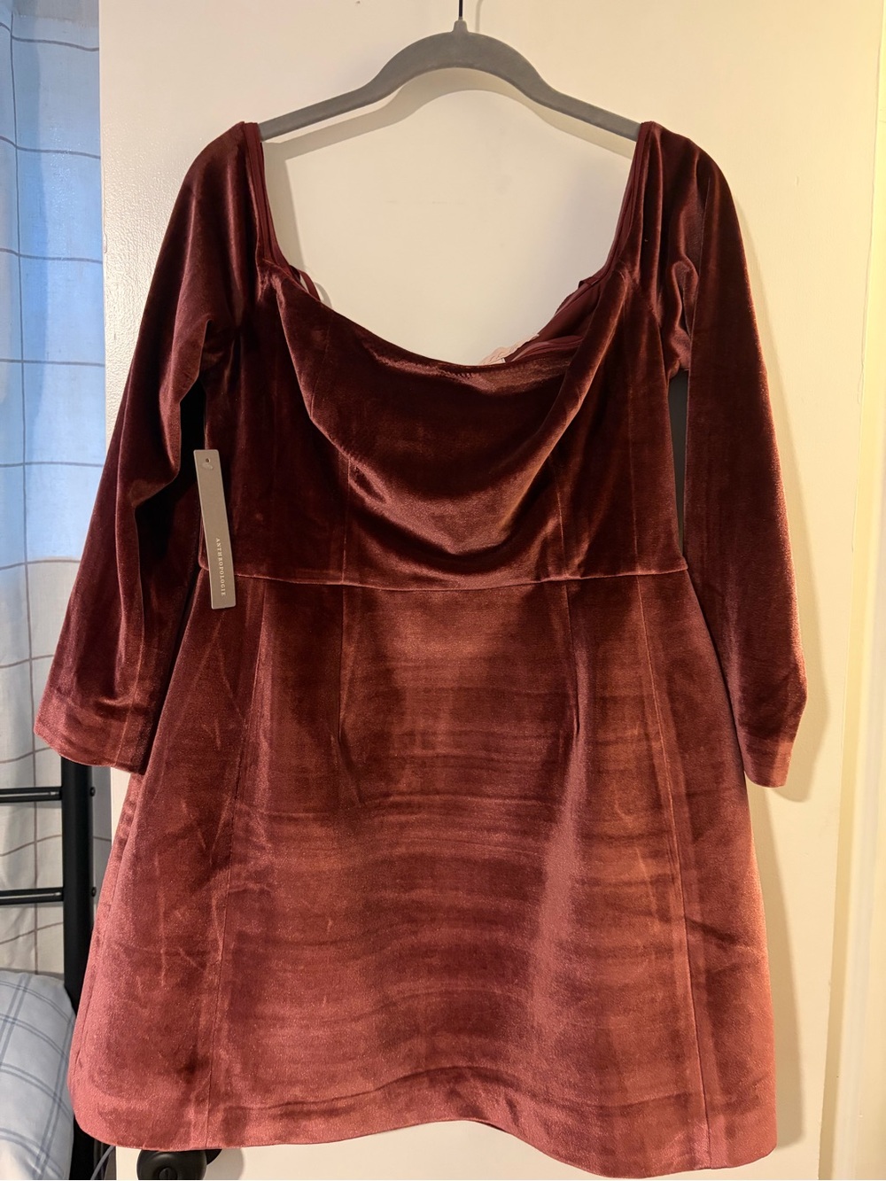 Hutch Velvet Cowl-Neck Mini Dress in Burgundy